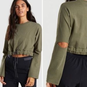 Gymshark Khaki Green Box Utility Crop Sweater